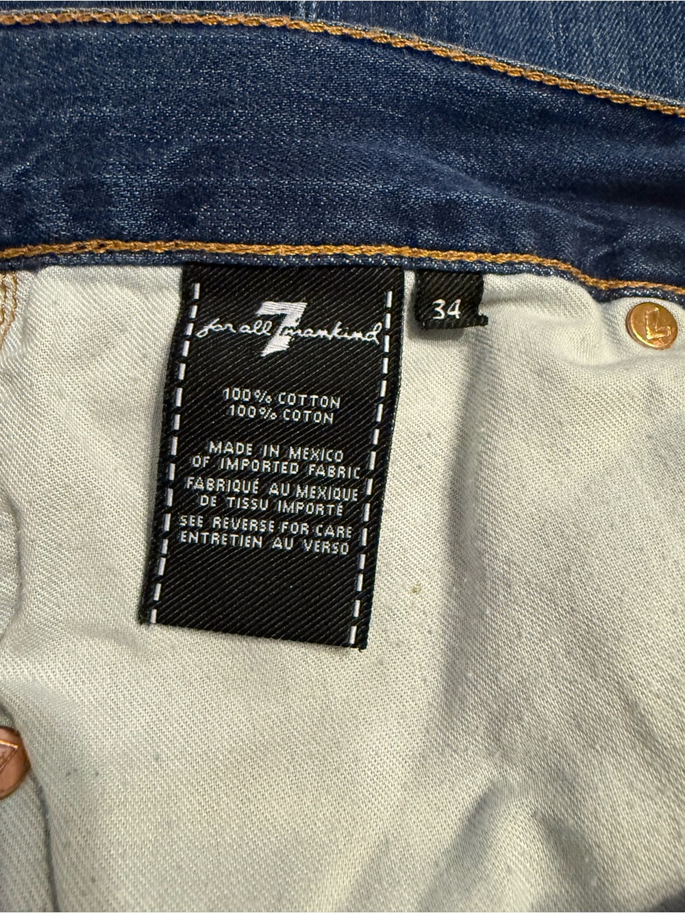 7 For All Mankind Men’s Straight Dark Wash Blue Stretch Denim Jeans 34 x 32 DESC - Picture 6 of 6